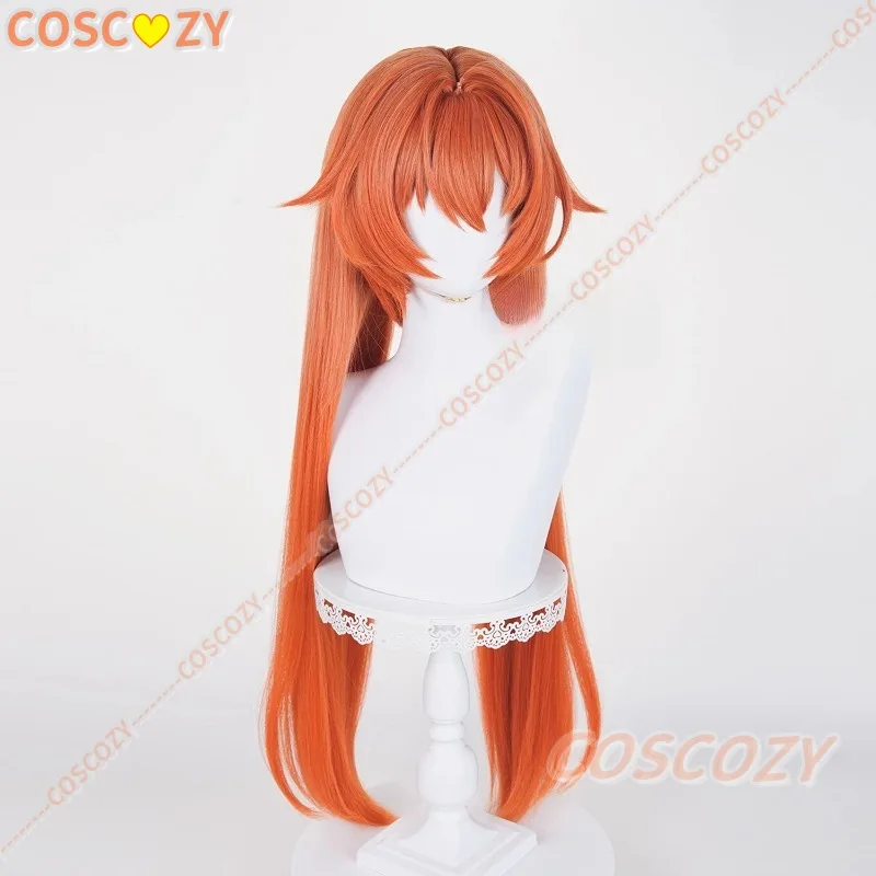 Jogo zenless zona zero orphia peruca cosplay 80cm laranja perucas femininas com rabos de cavalo duplos resistente ao calor cabelo sintético