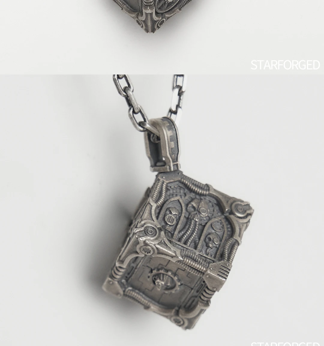 [Starforged Star Casting] Mechanicus Calculation Dice Warhammer 40K Peripheral Themed Silver Pendant