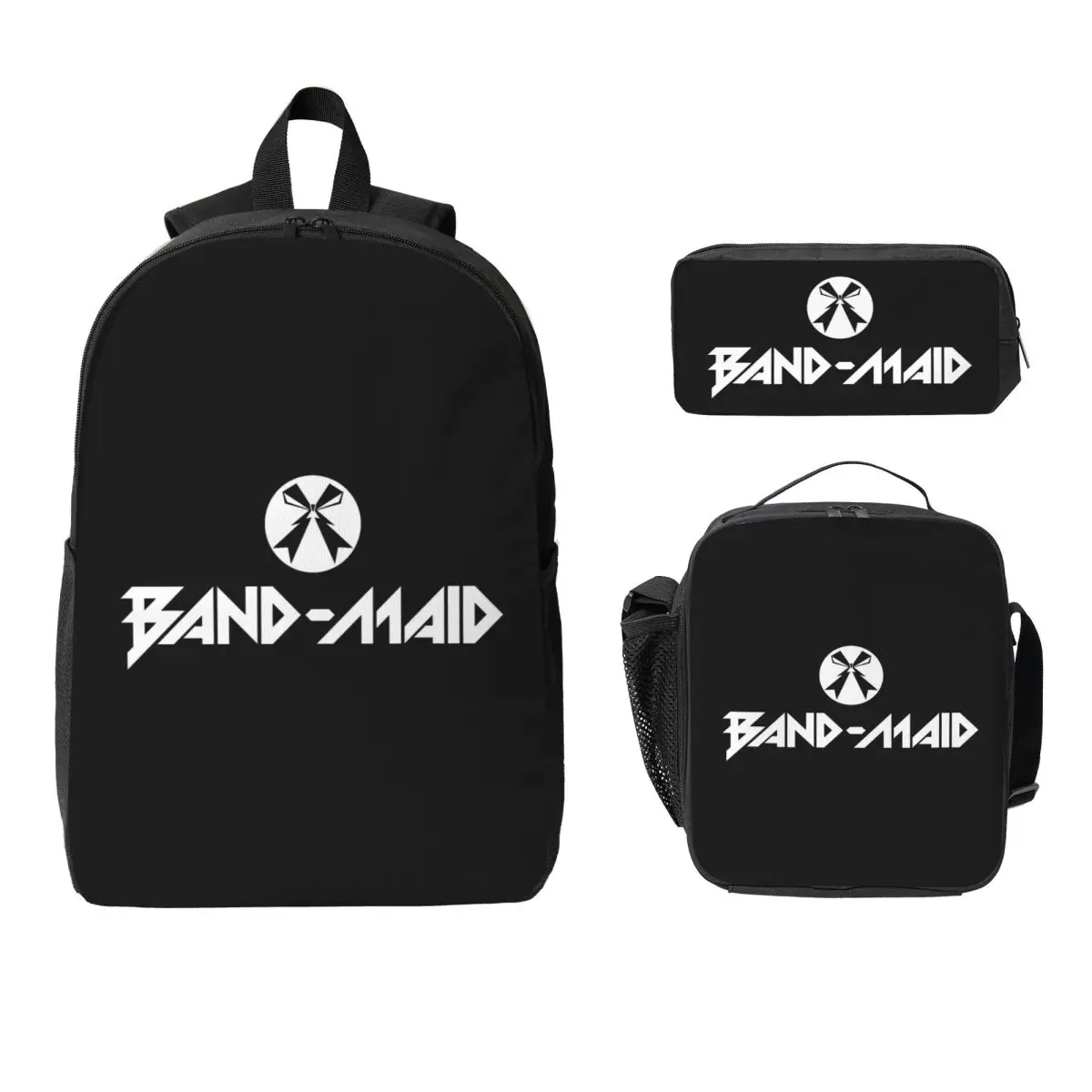 

Band Maid Japan Metal Rock Backpack Student BookBag School Bag Computer Shoulder Bags 3ps Insulated Lunch Bag Pencil Case
