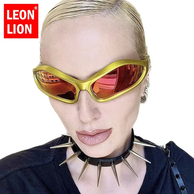 LeonLion Sports Punk Sunglasses Women Y2K Vintage Goggles Women/Men Personality Outdoor Riding Glasses Women Lentes De Sol Mujer