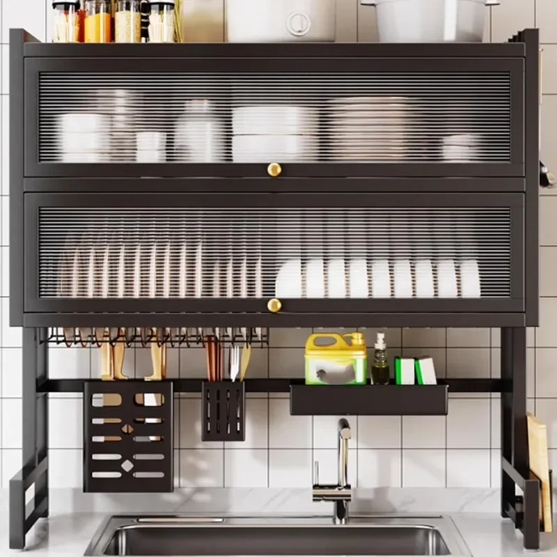 Double-Layer Dish Rack Kitchen Above the Sink Dish Drain Multi-Layer Dish countertop Multi-Function Storage Drain Board