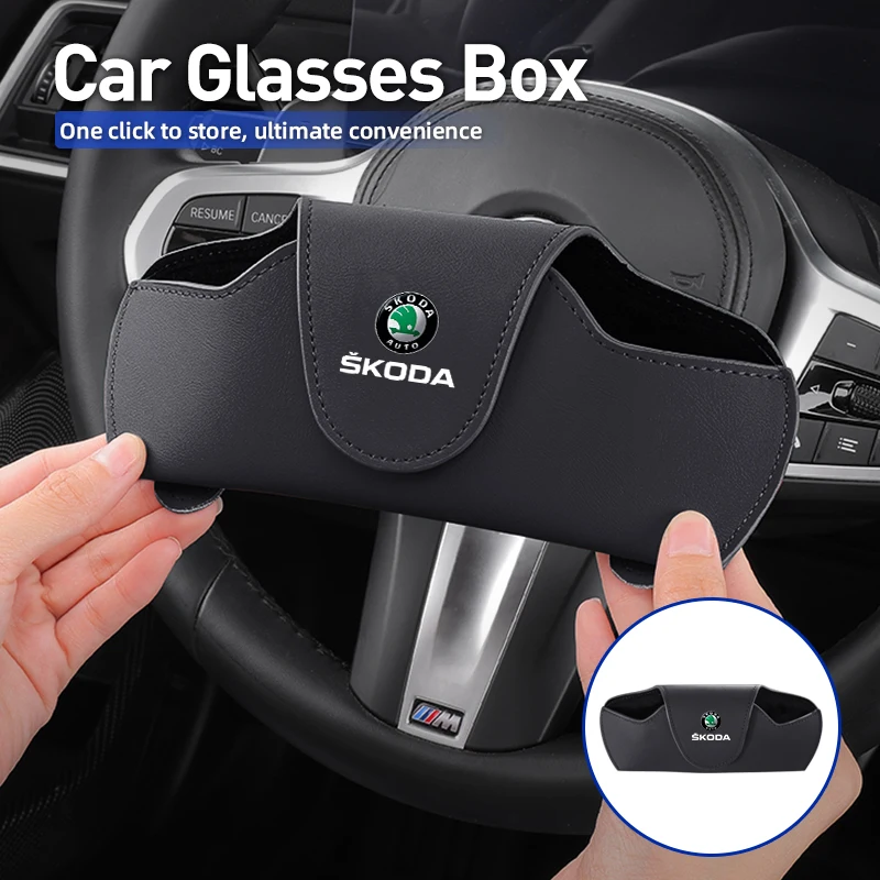 Car Sunglasses Storage Box Visor Magnetic Glasses Case Accessories For Skoda Octavia Rapid Kodiaq Superb Derivative Karoq Fabia 4