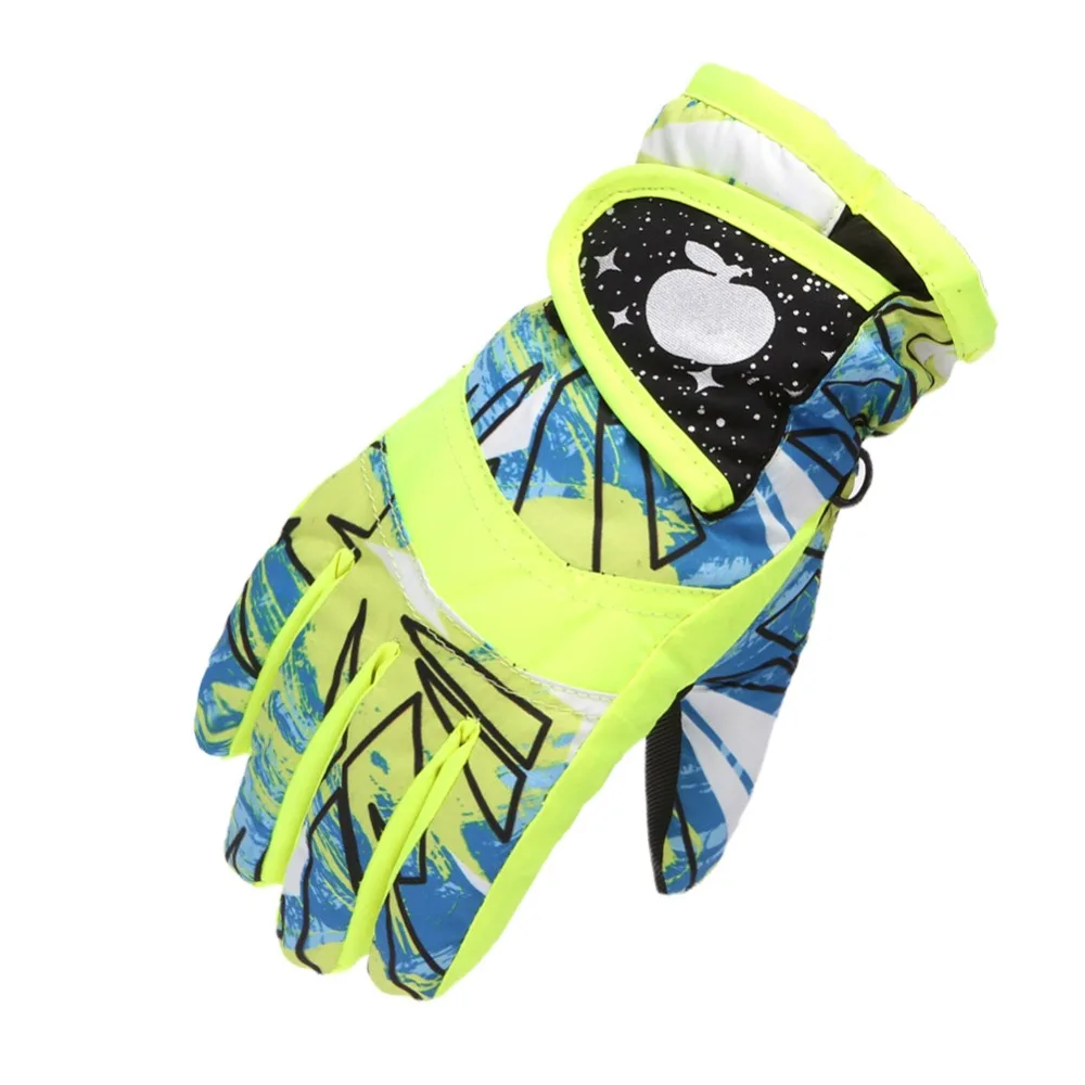 Guantes de esquí gruesos para niños, accesorios deportivos impermeables, antideslizantes, manoplas de nieve, guantes cálidos ajustables para exteriores, Unisex, 1 par