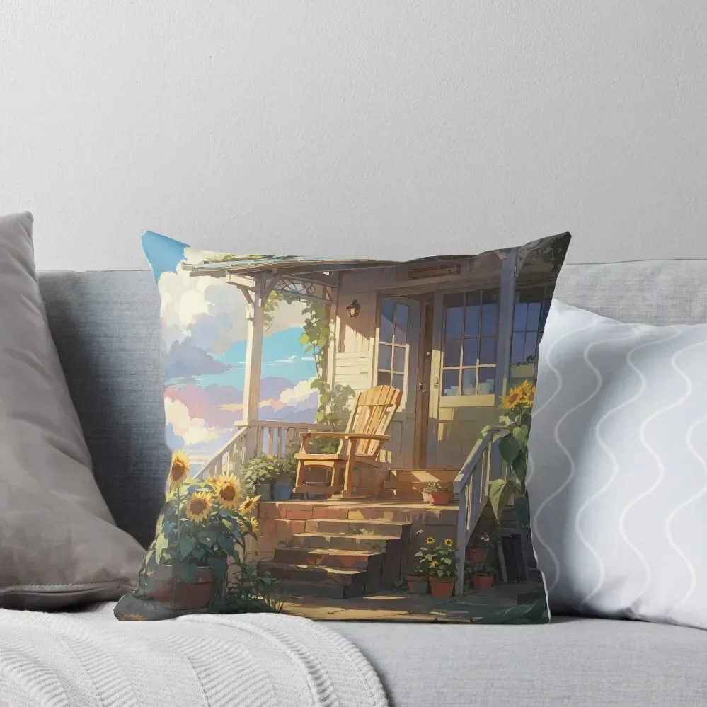 

Sunny Summer Evening - A Dreamy Anime Artwork Throw Pillow Sofa Pillow Cover home decor items pillow