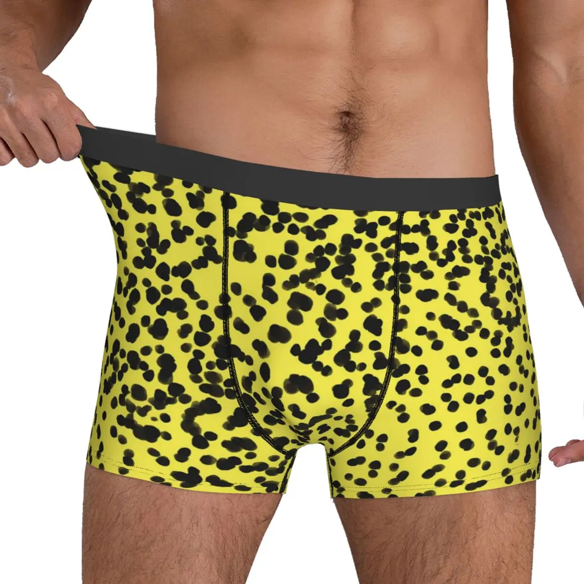 Dalmatian Underwear Black Yellow Polka Dots 3D Pouch Trenky Trunk Printing Boxer Brief Funny Men's Underpants Big Size