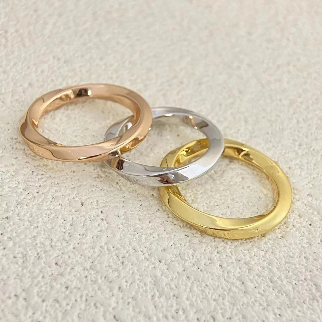 

2025 new ge home smooth twisted rope ring simple light luxury small ring suitable for women exquisite high-quality jewelry gifts