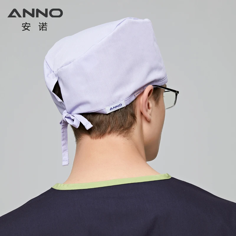 ANNO-gorros de algodón desechables para hombre, gorro de trabajo para clínica, Hospital, médico, enfermera, pelo corto, sombreros de enfermería, vestido de cabeza de Color sólido