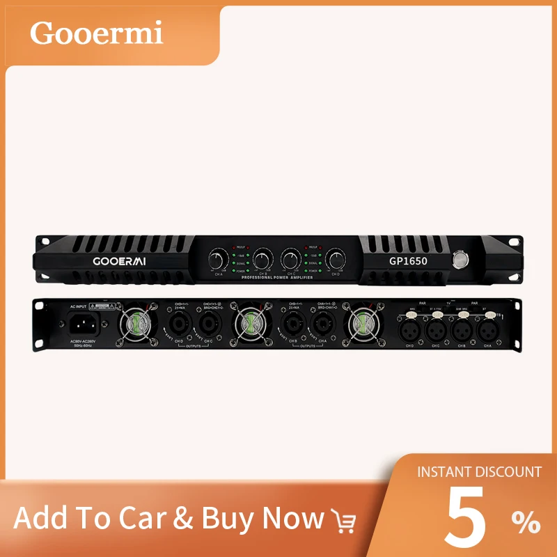 Gooermi Professional High Power 2000W Amplifier 4 Channels Audio For Disco Outdoor Concerts Subwoofer Speakers Stage KTV DJ