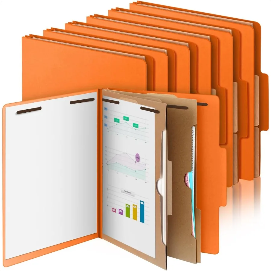 

12 Pcs Classification Folder Letter Size2 Pocket Divider Prboard File Folder Bulk 2 in Expansion 2 Prong Fastener Back to Schoo