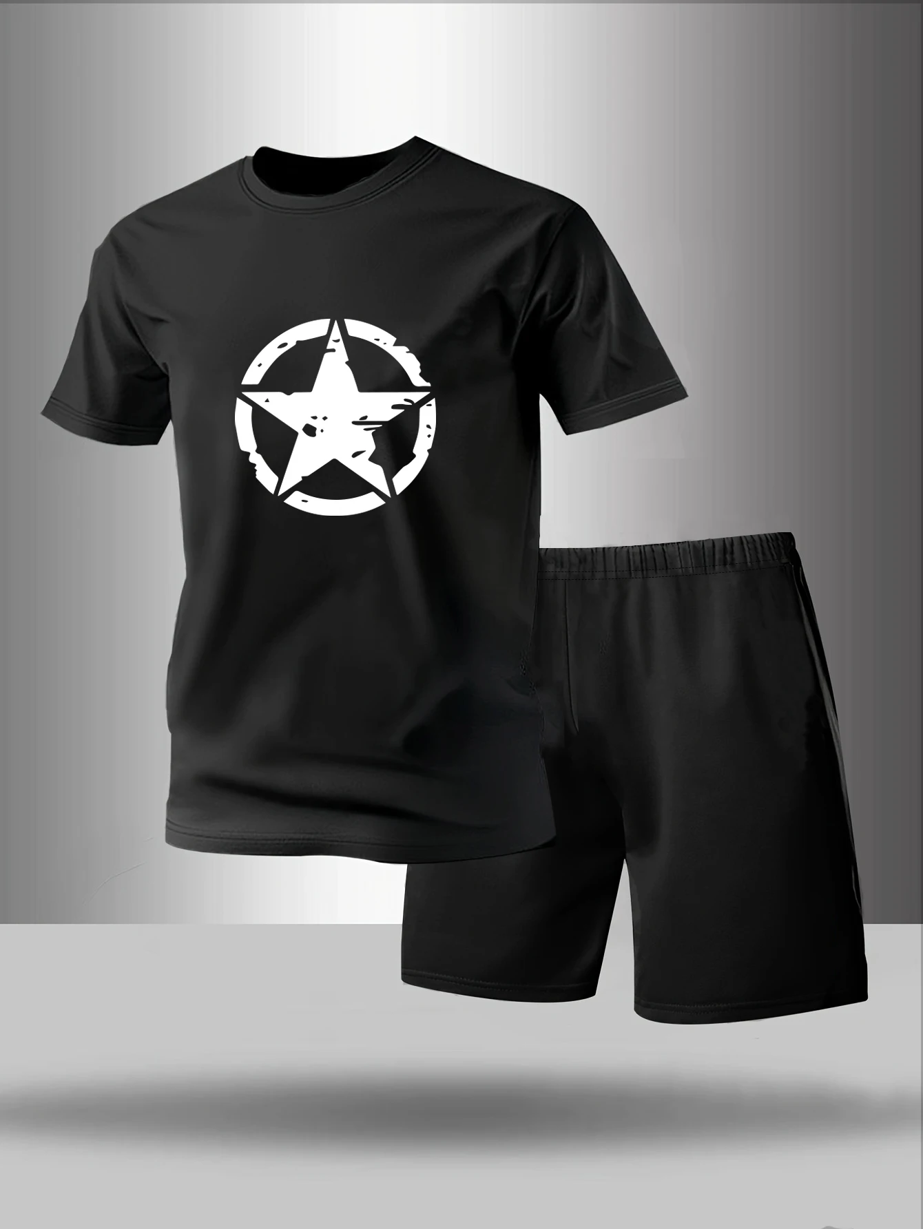 

Two piece men's pajamas for spring summer autumn winter short sleeved shorts fashionable geometric pattern home suit set