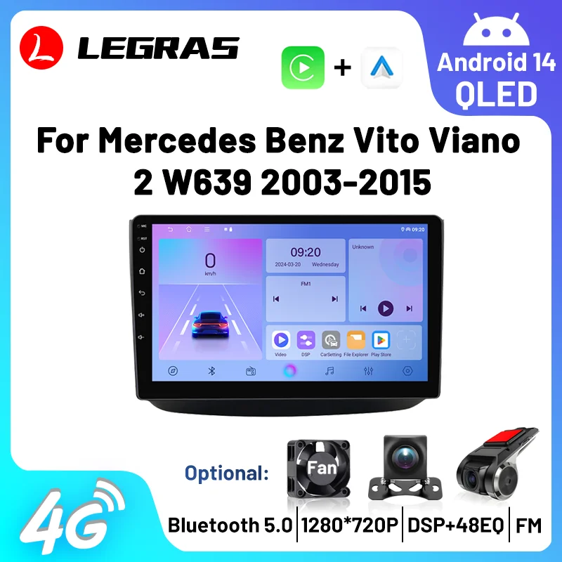 

Carplay Android 15 Car Intelligent Systems for Mercedes Benz Vito Viano 2 W639 2003-2015 Android Auto GPS Navi Car Radio DSP FM