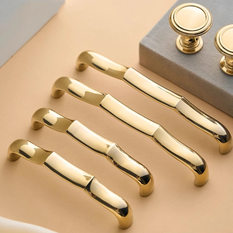 PVD Gold Cabinet Handle and Knob Drawer Knobs T Bar Bedroom Kitchen Unique Line Design Drawer Handles  160MM