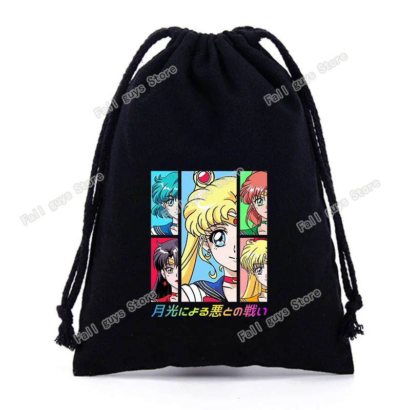 Sailors Moon Series Drawstring Bag Cartoon Candy Snacks Storage Pouch Cute Print Data Cable Power Bank Bags Birthday Gifts view 3