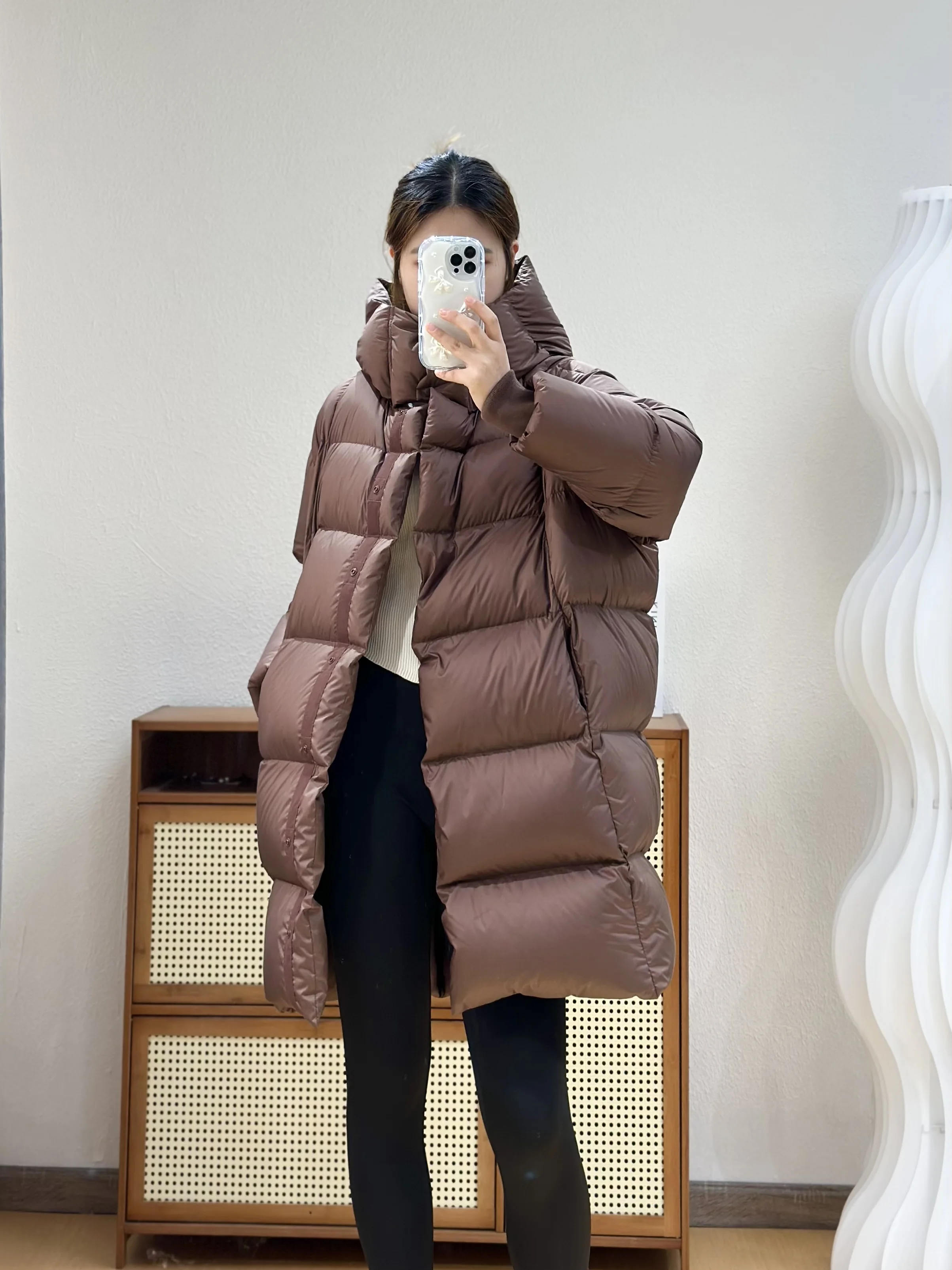 New Women\'s Down Jacket White Duck Down Thickened Korean Version of The Bread Clothing Loose Medium-length Cocoon Hooded Jacket