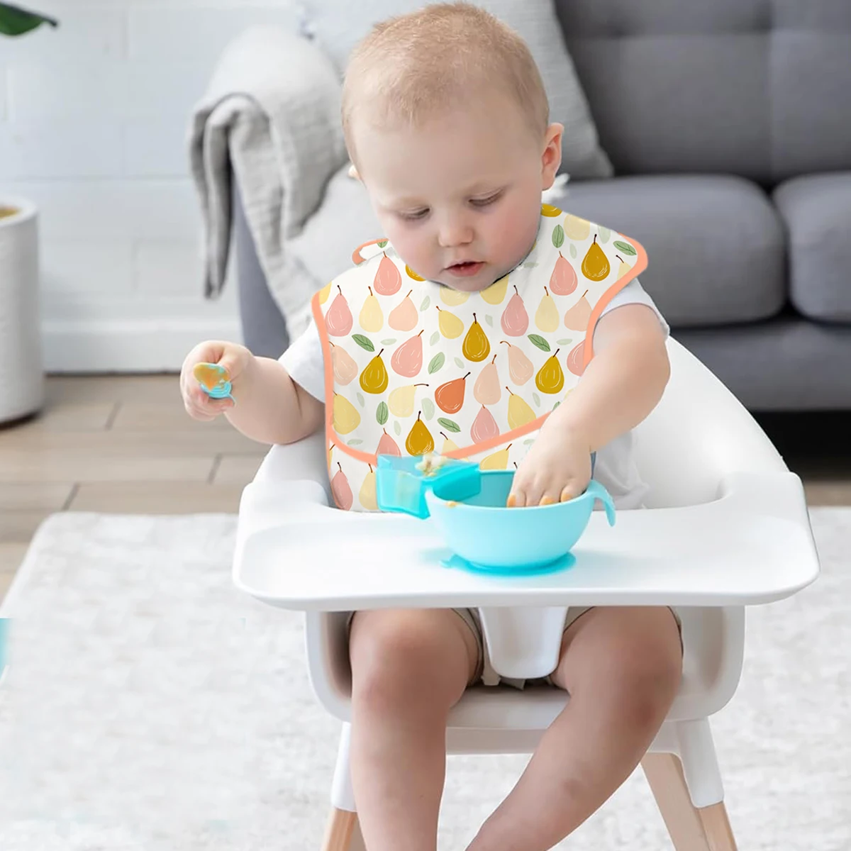 كانجوبيبي # حياتي الناعمة #   مجموعة مكونة من 3 قطع من مريلة تغذية الأطفال المقاومة للماء بدون أكمام، غطاء كامل للجسم