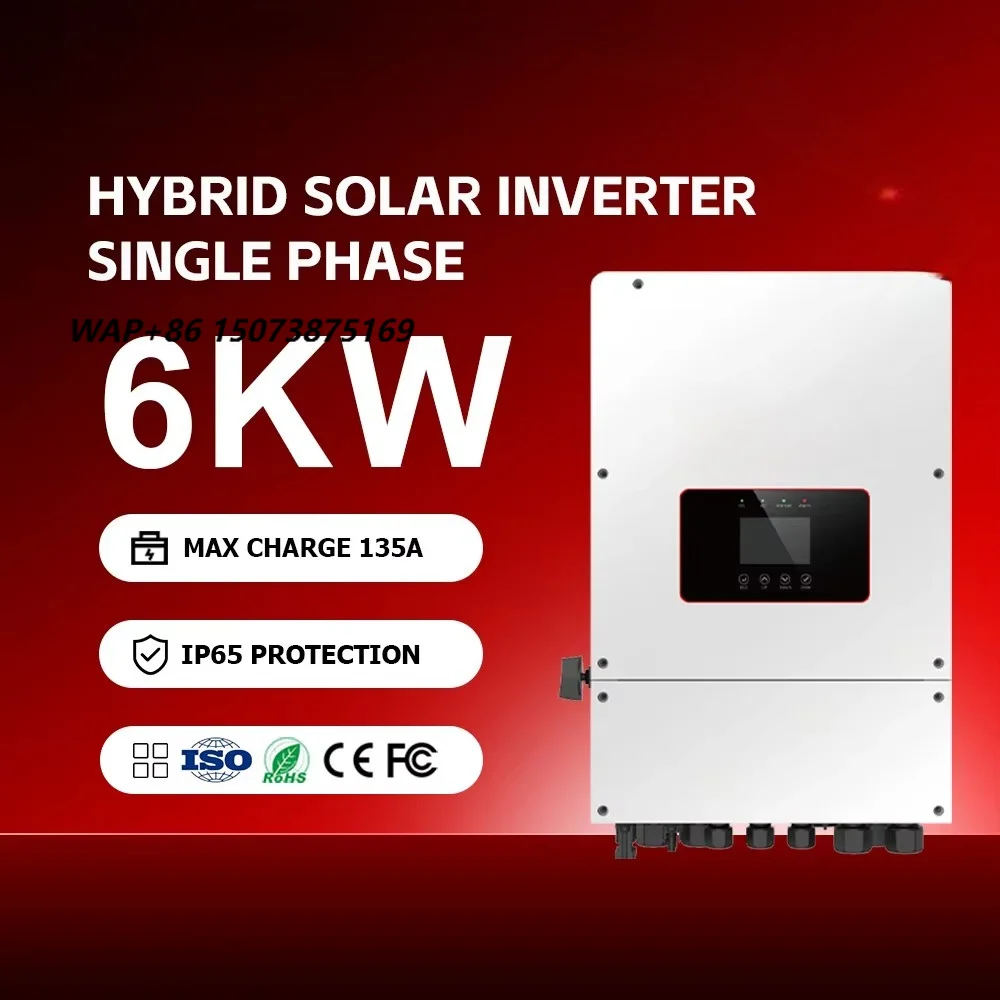 New Upgraded IP65 Single Phase 6KW Hybrid Solar Inverter Pure Sine Wave 48v 6000w Solar Inverter for Residential Solar System