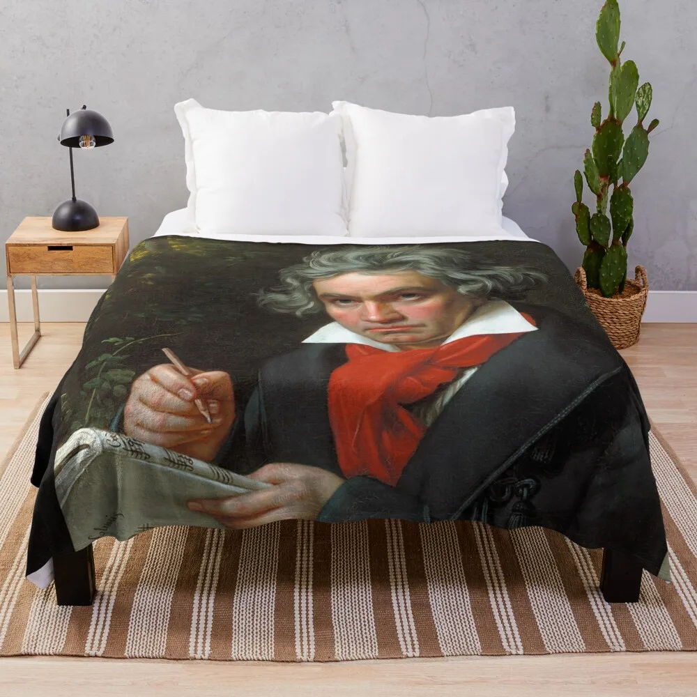 Ludwig van Beethoven Throw Blanket Dorm Room Essentials Polar heavy to sleep Plush Blankets