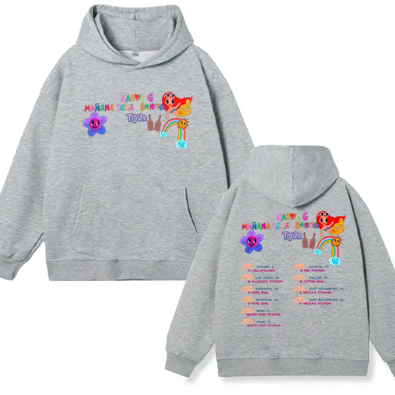 Sänger Karol G und Feid Ferxxo Grafik druck Hoodies Männer Frauen Herbst Winter Mode Kapuze Sweatshirt übergroßen Pullover männlich