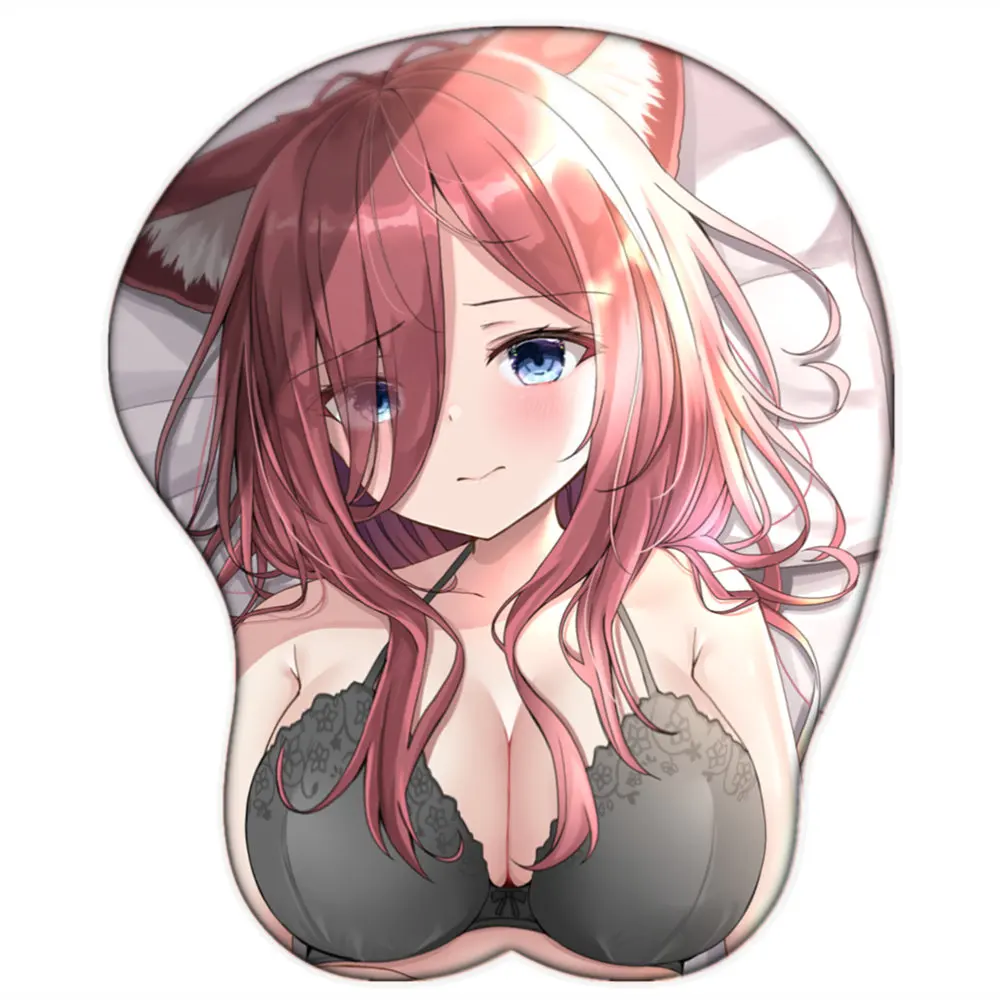 Nakano Miku Cho Anime Đi-Toubun No Hanayome Oppai 3D Tấm Lót Chuột Có Đệm Cổ Tay Silicone Gel Bo Rã