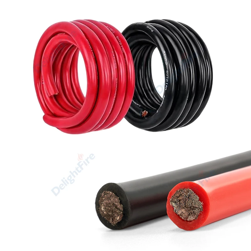

50mm2 Heat Resistant Silicone Cable Red Black 1/2/3/4/5m Solar Panel Electrical Wires For Automotive Battery Marine Generator