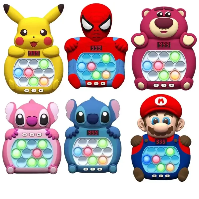 Super Marios Bros Quick Push Game Console Puzzle Press Pop Toys for Children Anime Luigi Mario Stress Relief Toy Kids Gifts