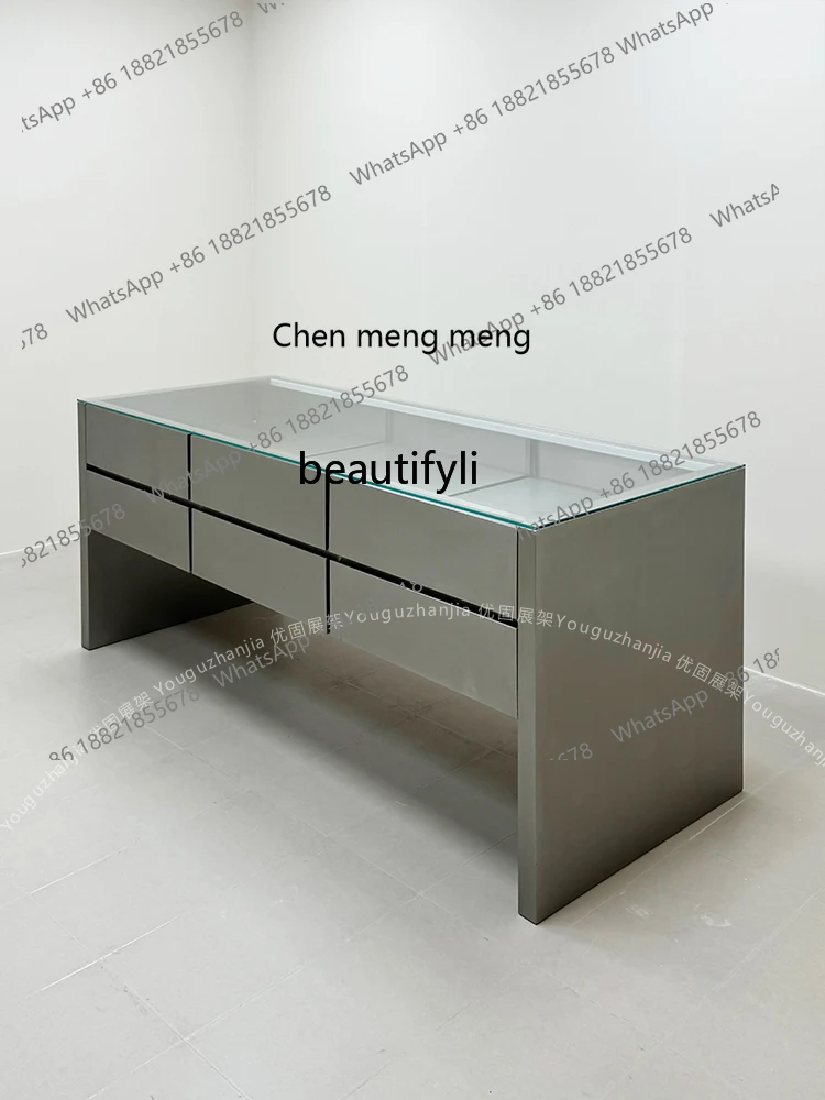 G153 Customized clothing store booth  stainless steel display rack advanced decoration Nakajima platform display jewelry cabinet