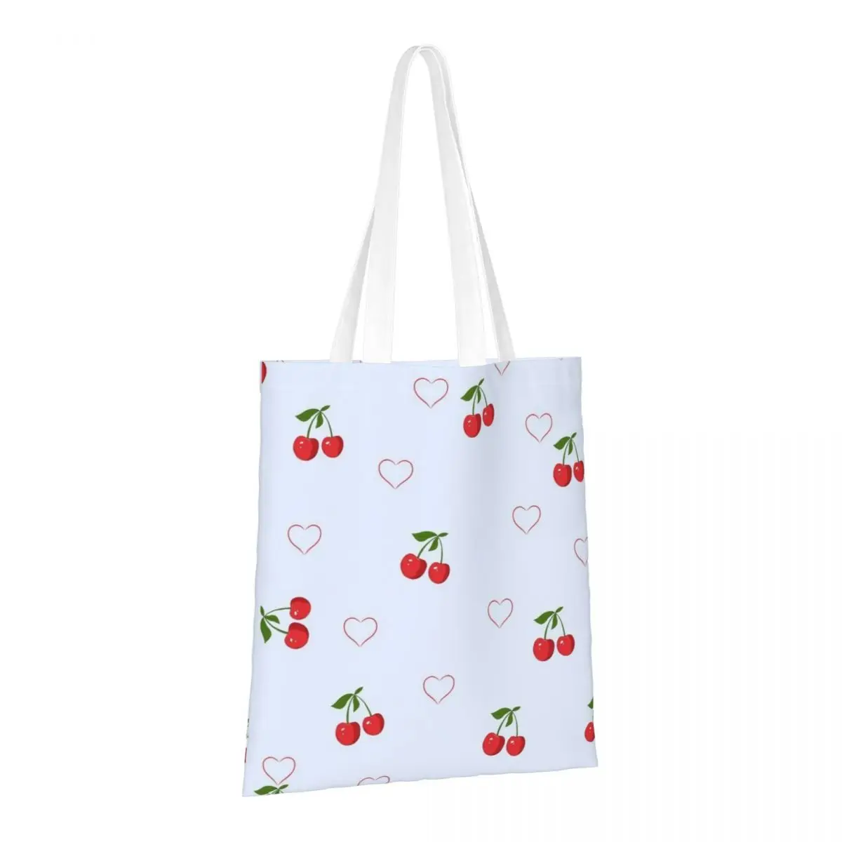 Cherry Pattern Women's Canvas Shopping Bag Large Capacity Student Girl Shoulder Handbag Reusable Lady Tote Bag