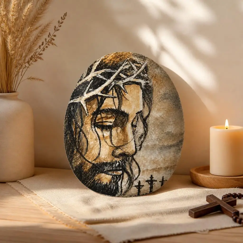Jesus Crown of Thorns Throw Pillow Christian Faith Cushion Religious Art Prayer Room Decor Easter Gift Shaped Stuffed Plush