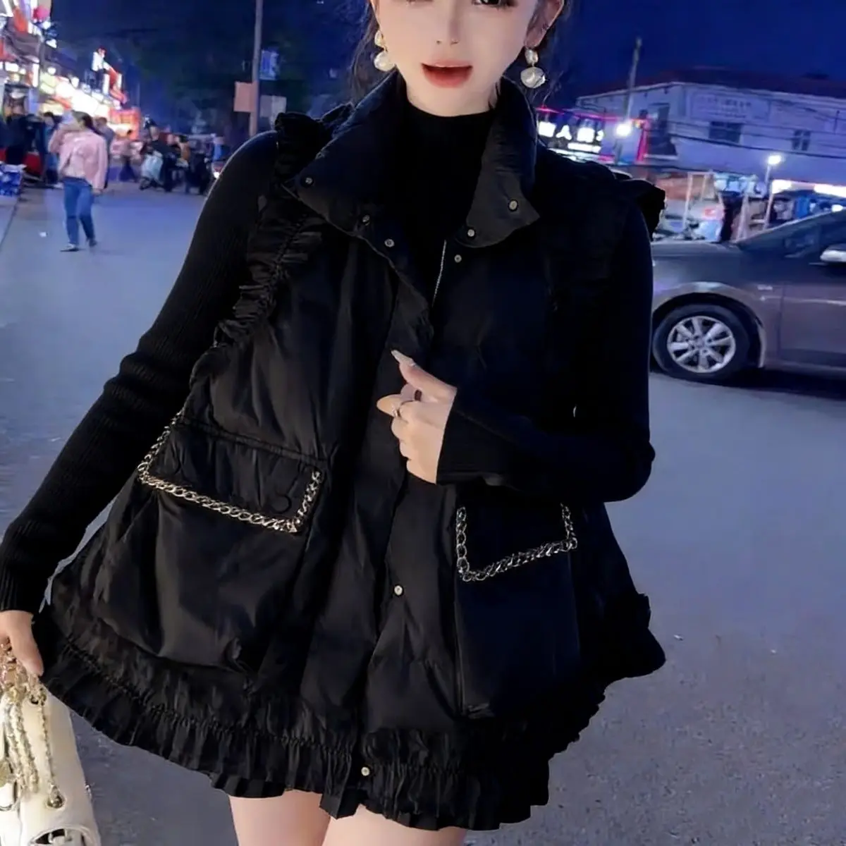 

Модный утепленный хлопковый жилет оверсайз для женщин, верхняя одежда на весну, осень, зиму, в корейском стиле, трендовый, для повседневной носки