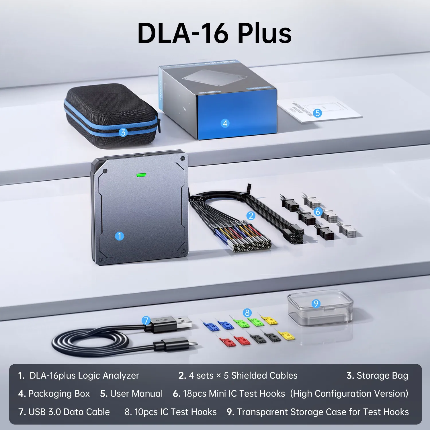 USB3.0 For Logic Analyzer DLA-16 32 Plus 1GHz 4Gbit Memory 32 Channel Protocol Decoder For MCU For Fpga Digital Circuit