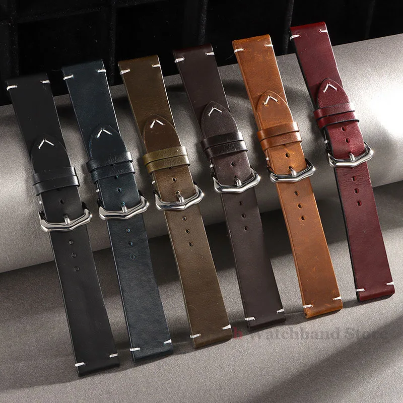 18 мм, 20 мм, 21 мм, 22 мм, 24 мм, кожаный ремешок в стиле ретро, масляный воск, масляное обесцвечивание, ремешок для часов из воловьей кожи, деловой ремешок для часов, ремешок из телячьей кожи
