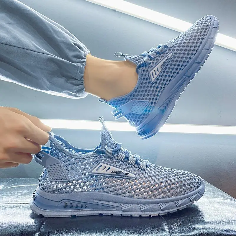 

Мужская Летняя обувь, дышащая сетчатая тонкая сетчатая обувь с защитой от запаха, Мужская Легкая спортивная обувь для бега на мягкой подошве