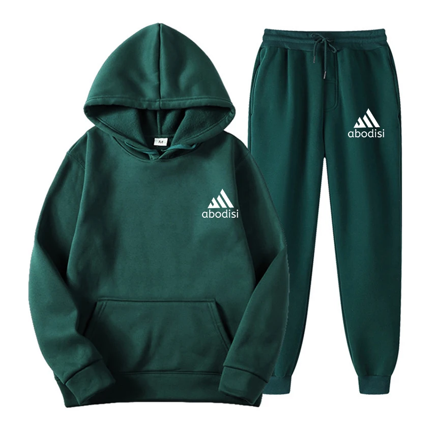 2024 Herbst Männer Digitaldruck Trainings anzug 2 Stück Sets Kapuze Sweatshirt Kordel zug Hosen männliche Hoodies laufen Sportswear