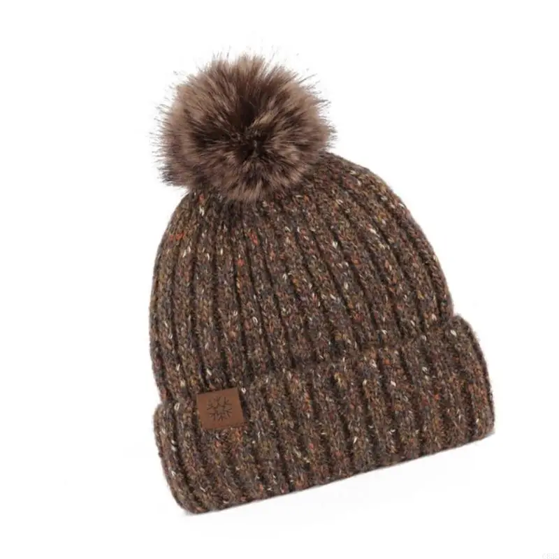 

C63C Soft Wool Blend Cold Weather Hat Elastic Knitted Design Foldable Ball Winter Accessory Fashion Knitted Hat
