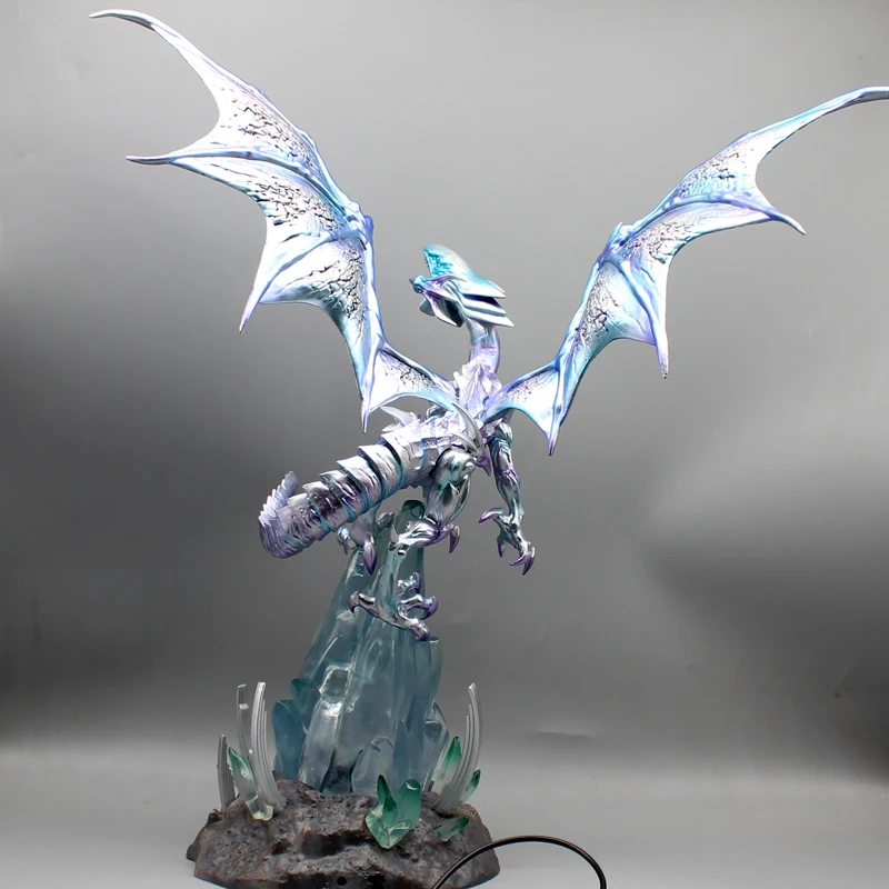 47cm Yu-Gi-Oh Figure Blue-Eyes White Dragon Figures With Light Pvc Statue Model High Quality Collections Desk Decora Gift Toys