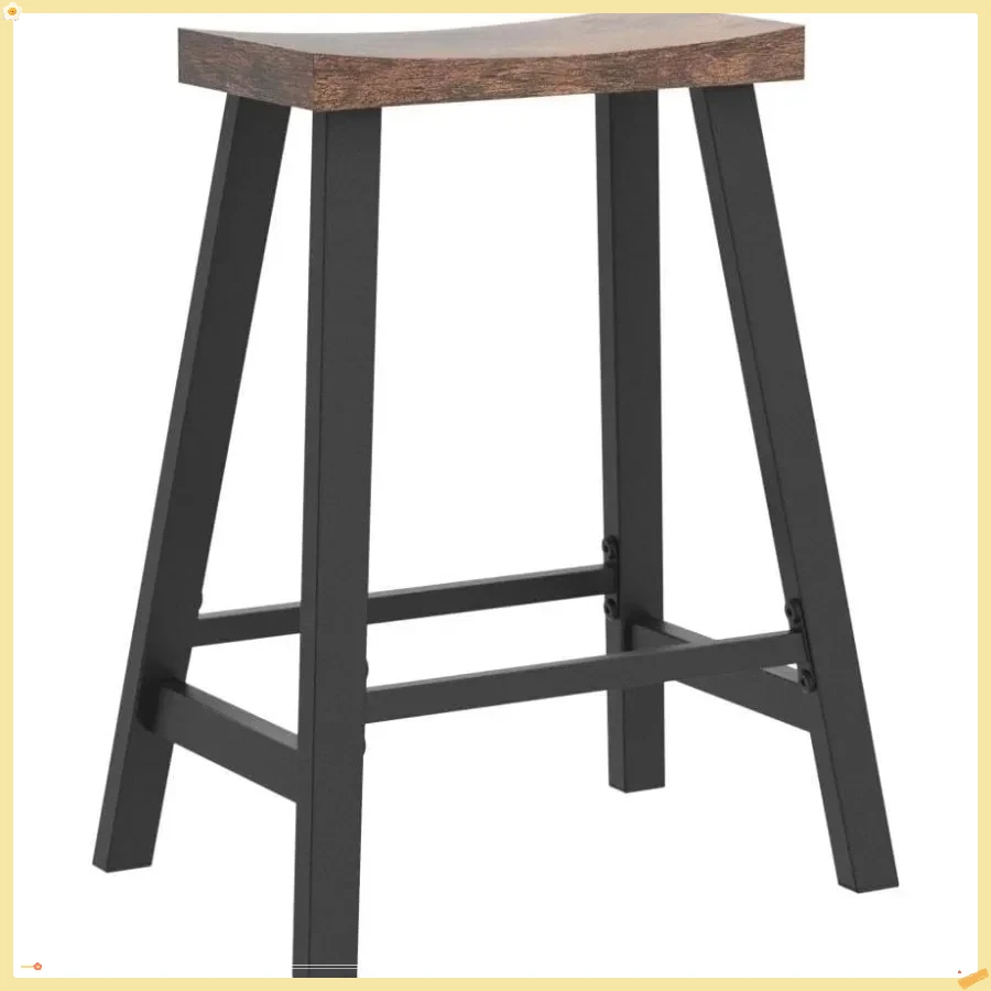 Taburetes de bar, juego de 2 sillas de bar, taburetes de bar de cocina para desayuno con reposapiés, 23,6 pulgadas de alto, industrial en la sala de estar