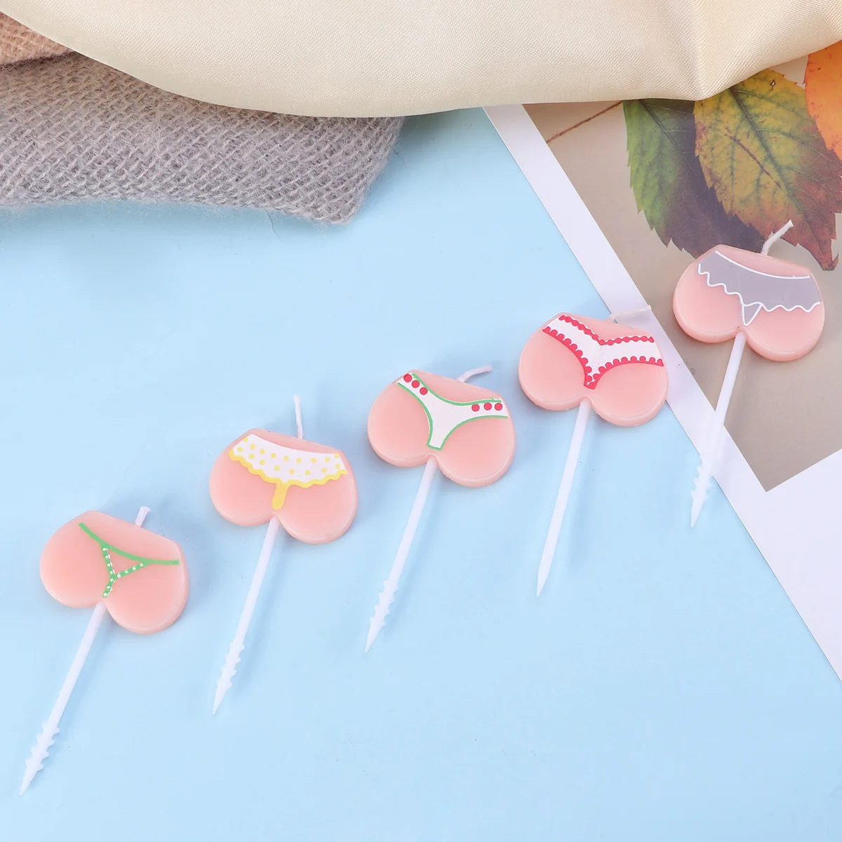

5 Pcs Swimwear Themed Candles Smokeless Clean Burning Birthday Cake Decoration Cartoon Design Child Party Favor
