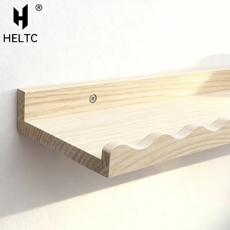 Boho Wooden Wall Shelf, Natural Pine Wood Floating Shelf, Scalloped Edge Display For Nursery, Kids' Room, Or Home Decor Nordic