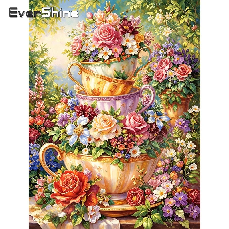 Diamantstickerei Blumenschale Strass Bild Mosaik