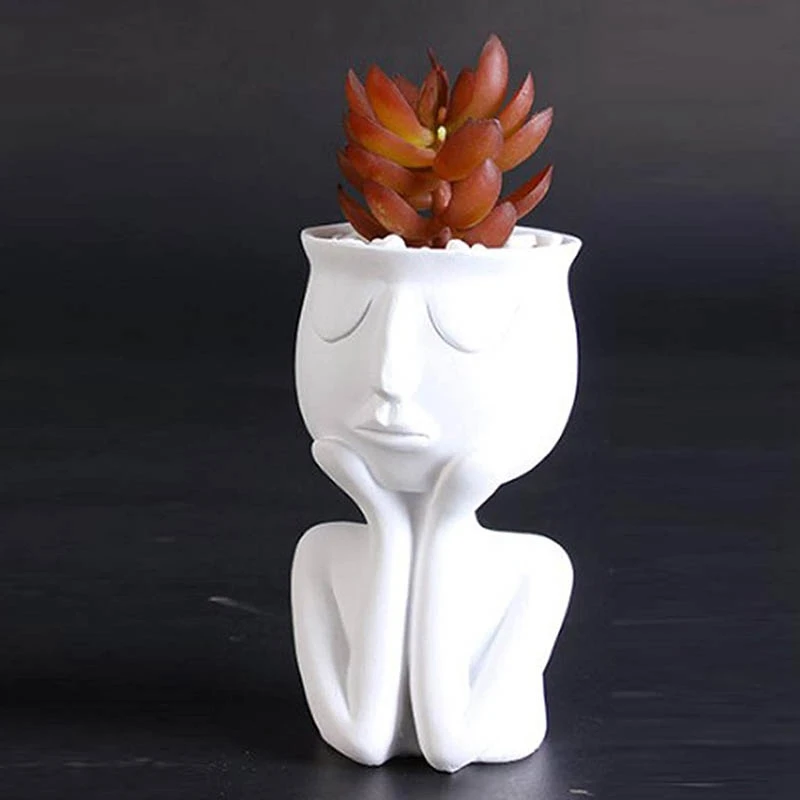 Abstract Human Sculpture Resin Plant Pot, Living Room Desktop Plant Container Flower Arrangement Potted Ornaments