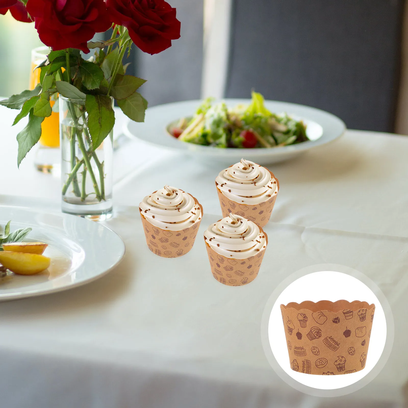 

50 шт. вкладыши для выпечки тортов, бумажные обертки для кексов, чашки для кексов, свадебная вечеринка, магазин десертов, элегантный дизайн