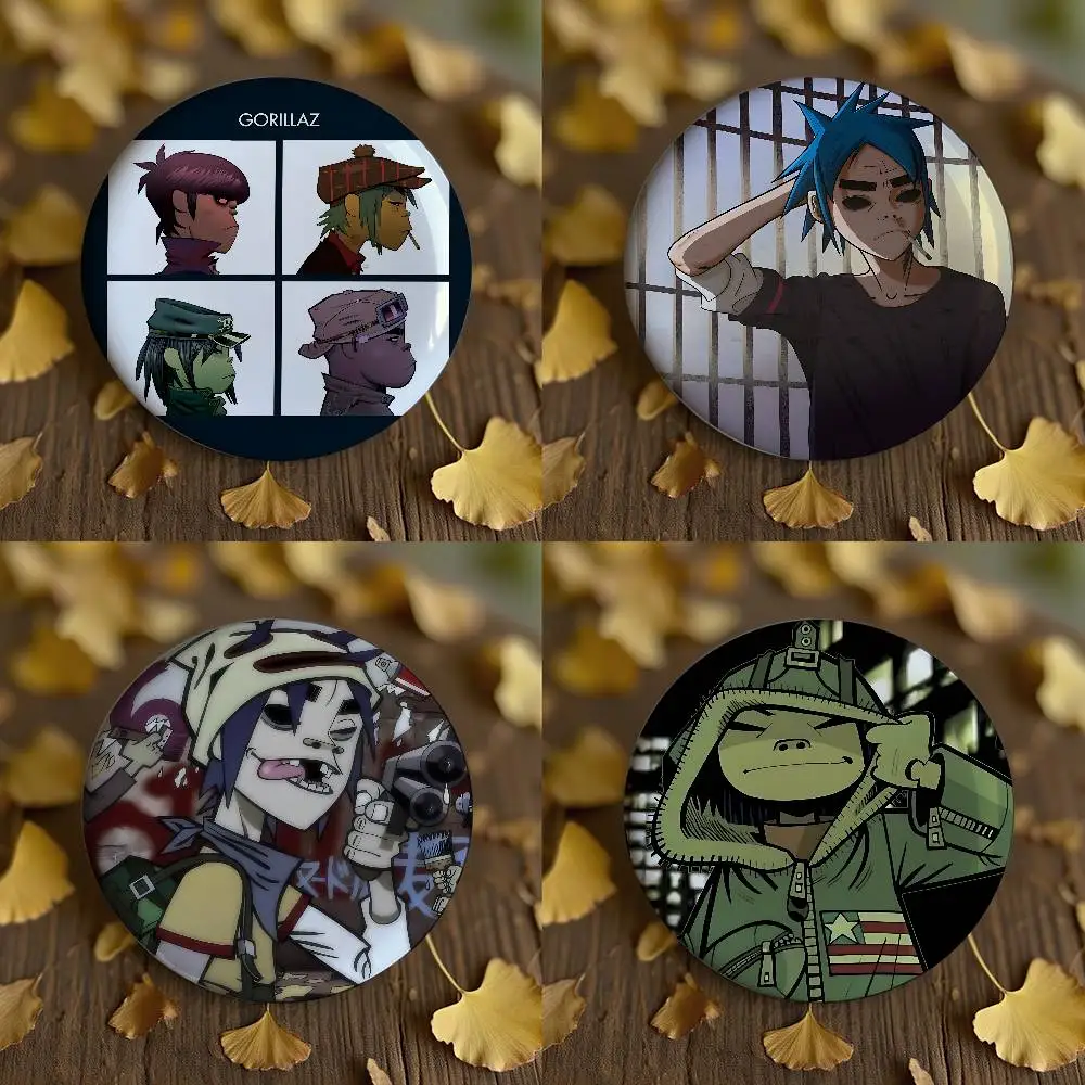 Singer G-Gorillaz Band Enamel Pins Handmade Round Brooch L Killer Yagami Light Cosplay Badge Backpacks Jewelry Gifts