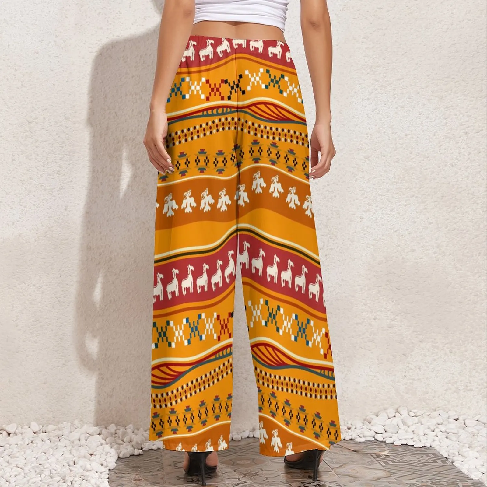 Vintage Tribal Print Pants Women  Aesthetic Trousers High Waisted Trendy Wide Pants Gift Idea