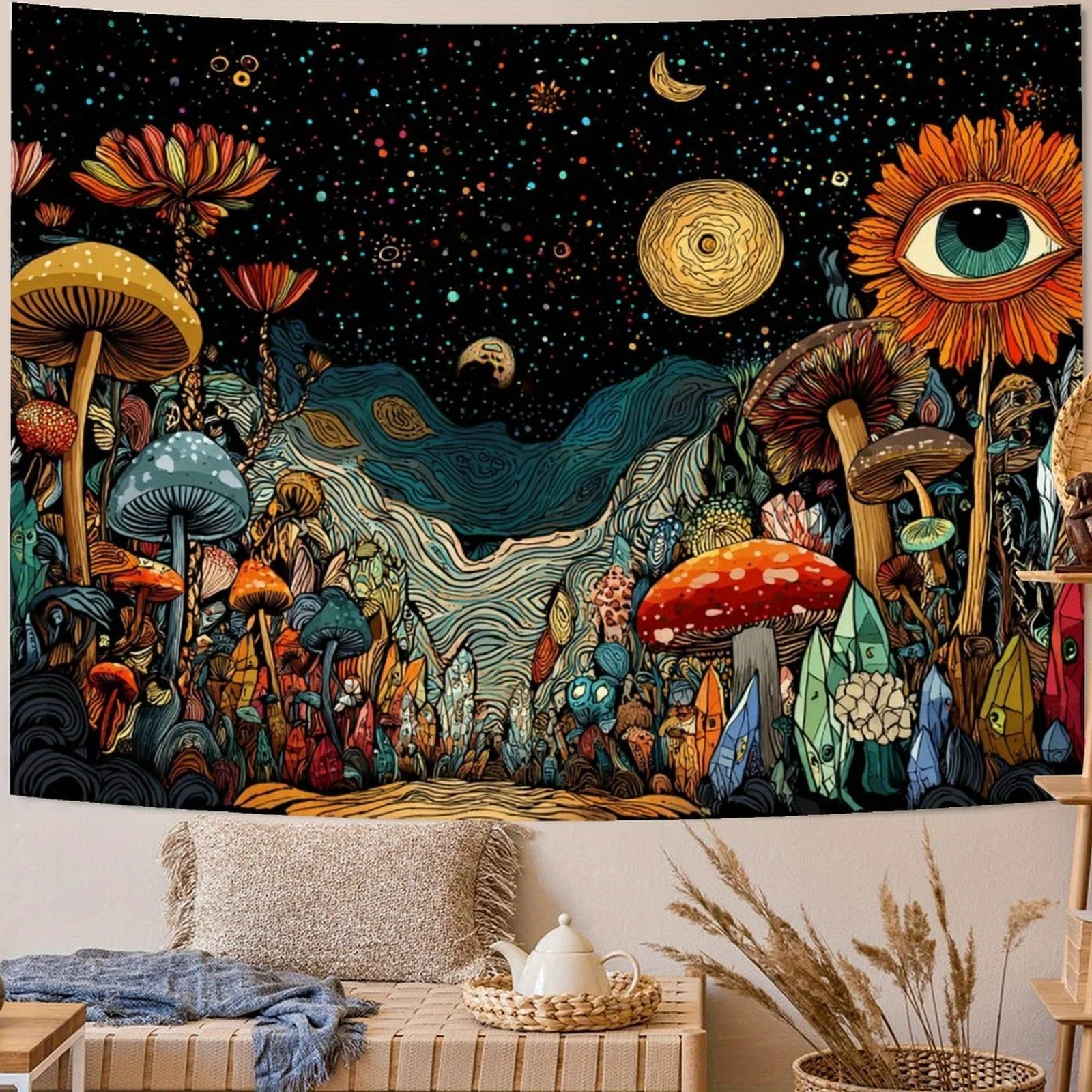 Mushroom plant scenery Digital printing polyester wall hanging tapestry decorative Living room bedrooms Office background gift