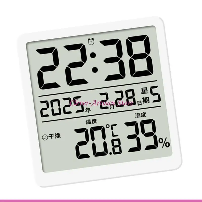 Reloj escritorio pared LCD e06b con pantalla humedad temperatura fecha