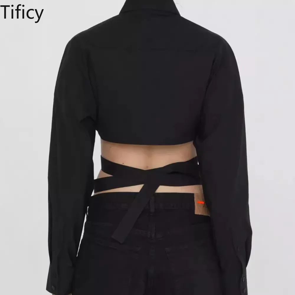 TIFICY Spicy Girl Style Top Women's Summer New Style Hollow Out High-end Design Sexy Crop Tops Shirt Blouse Blusa Feminina