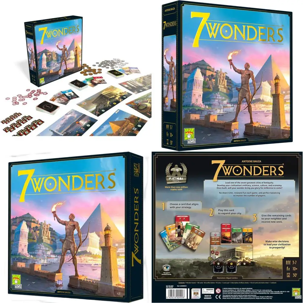 

7 Wonders Strategy Game: Build Your Empire for Ages 10+, 3-7 Players, 30 Min Playtime