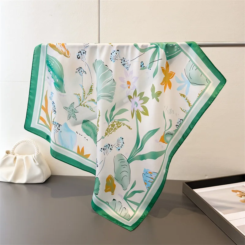 

Luxury Fashion 70cm Square Scarves Women's Silk Scarf Spring and Summer Bandana Small Neckties Hairbands Foulard Shawl
