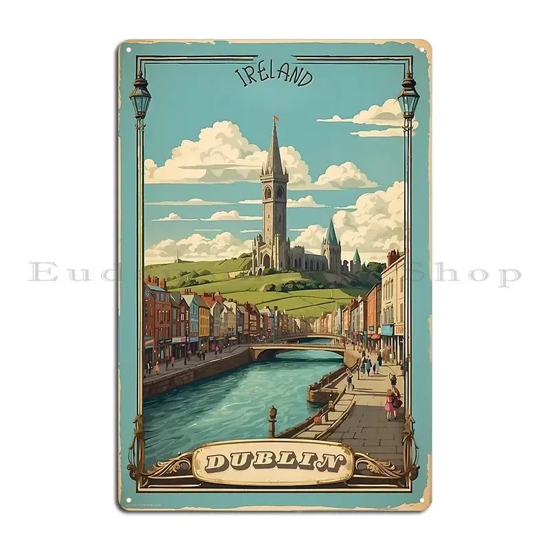 Dublin Vintage Retro Poster Experience Ireland S Charm Metal Plaque Poster Wall Mural Create Living Room Custom Tin Sign Poster