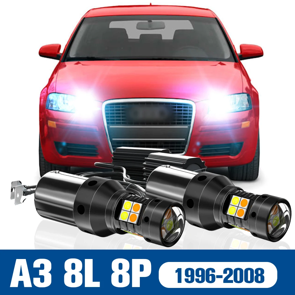 

2pcs LED Dual Mode Turn Signal+Daytime Running Light DRL Accessories Canbus For Audi A3 8L 8P 1996-2008 2003 2004 2005 2006 2007